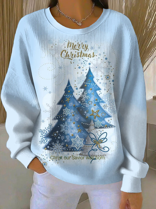 Dámské slavnostní modré vánoční stromeček mikina