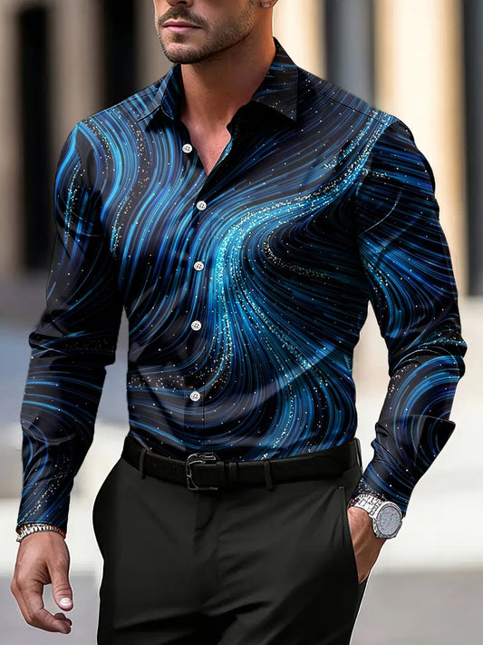 Pánské vintage styl pruhované texturované business casual košile