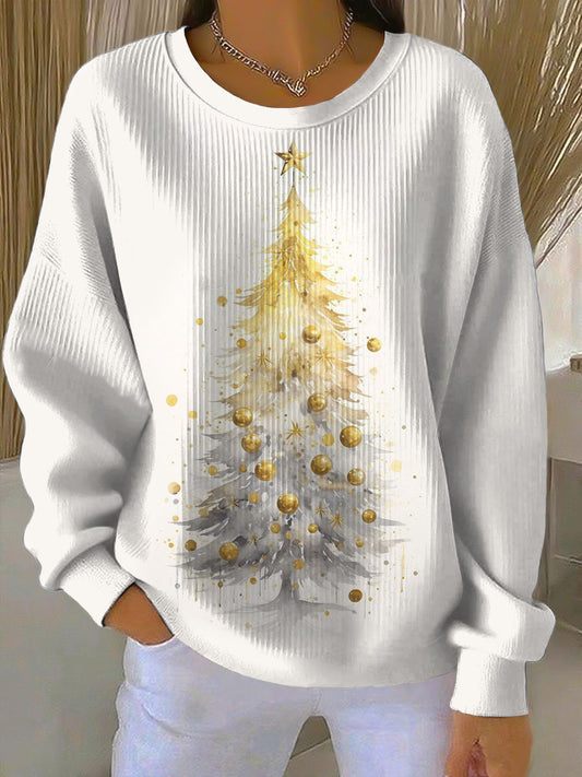 Dámské lesklé zlaté vánoční stromeček mikina