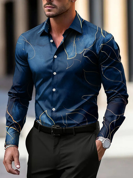 Pánské vintage květinové textury business casual košile