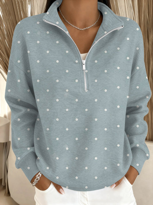 Dámské čerstvé světle modré polka dot tričko s stojanem