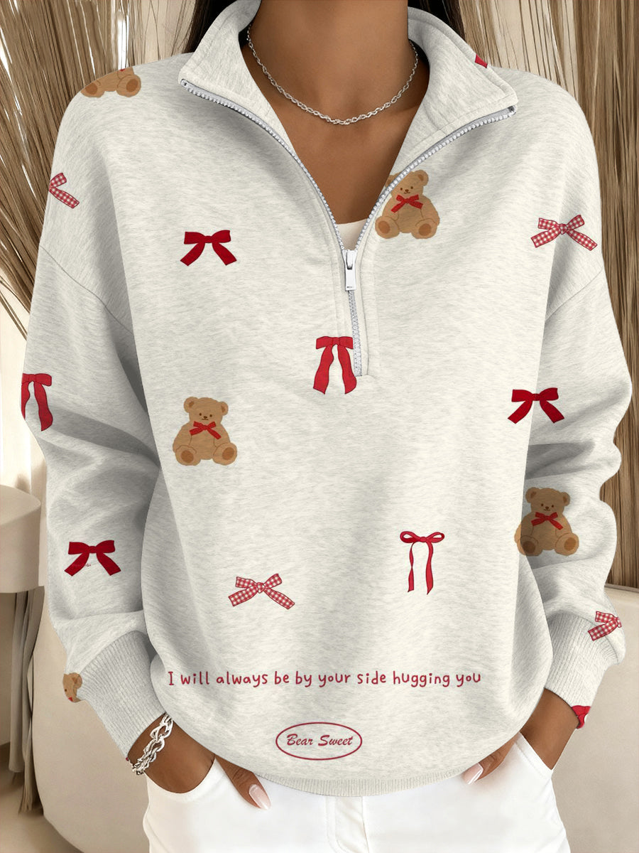 Dámský sladký medvídek a luk stojangolier mikina multicolour / s