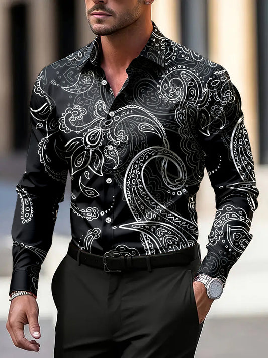 Pánské vinobranie paisley floral neformální obchodní košile