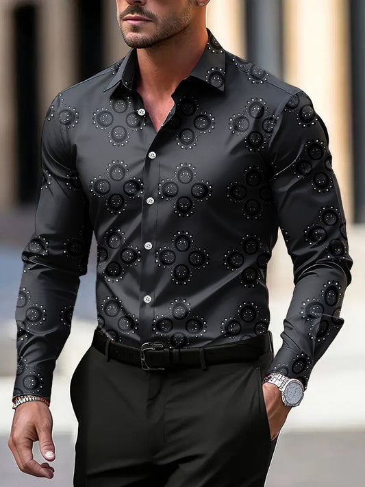 Pánské vintage shimmering polka dot casual business shirt