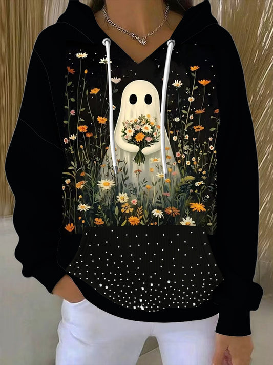Dámské halloween rozmarný duch a květinová mikina