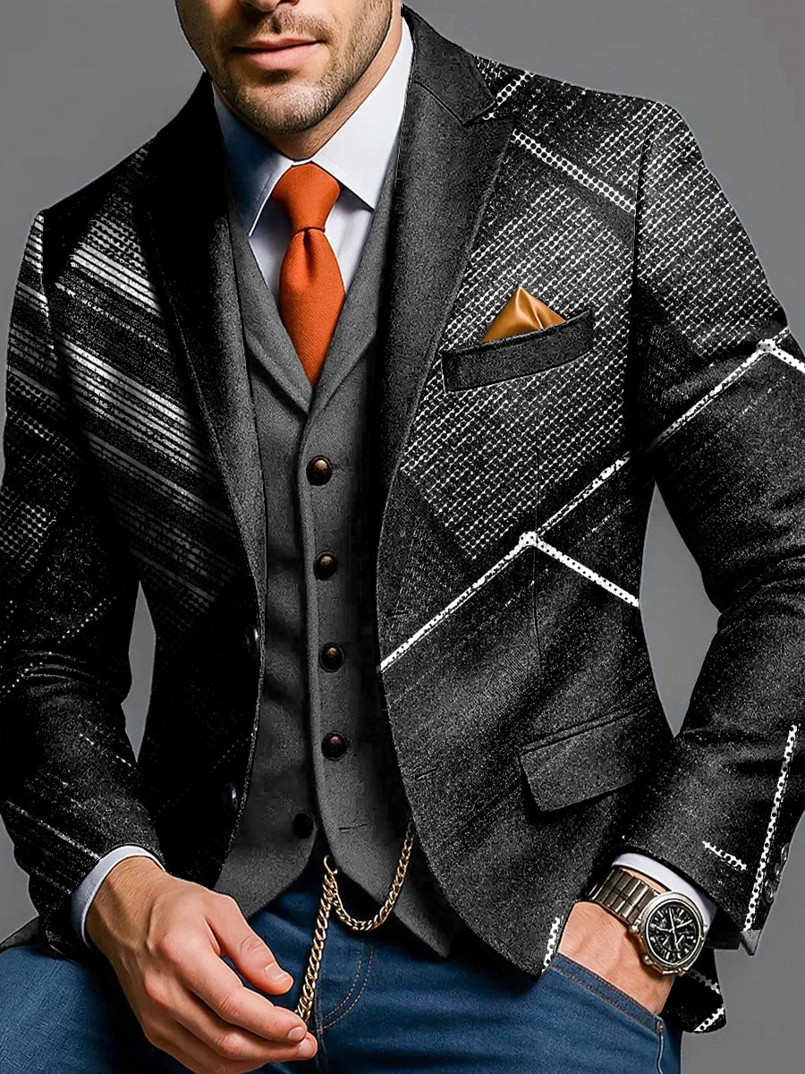 Pánské vintage abstraktní pruh casual business blazer