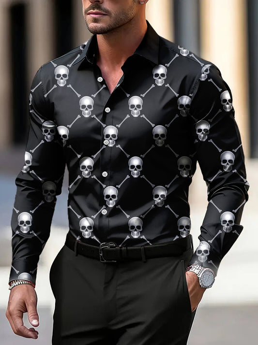 Pánské vintage lebka business casual košile