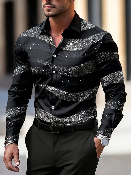 Pánské vintagestyl vlnité vzor business casual košile