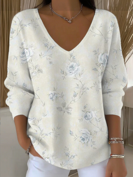 Dámské slabé modré růže vkrk svetr