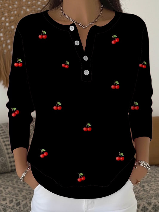 Dámské čerešňové henley svetr