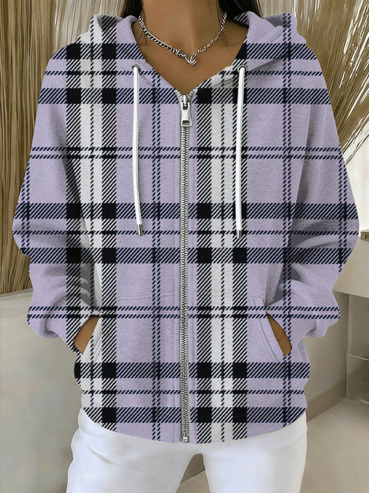 Dámské stylové fialové koberce zipup hoodie