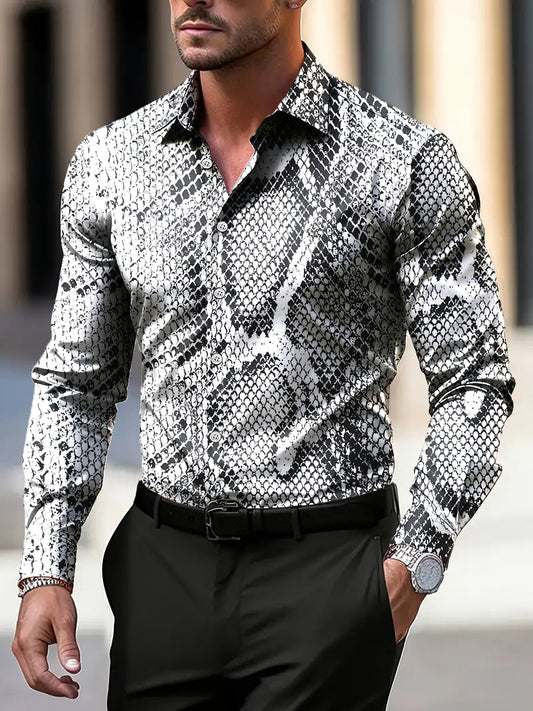 Pánské retro abstraktní zvířecí vzor denní obchodní košile