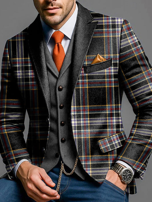 Pánské retro plaid každodenní business suit bunda