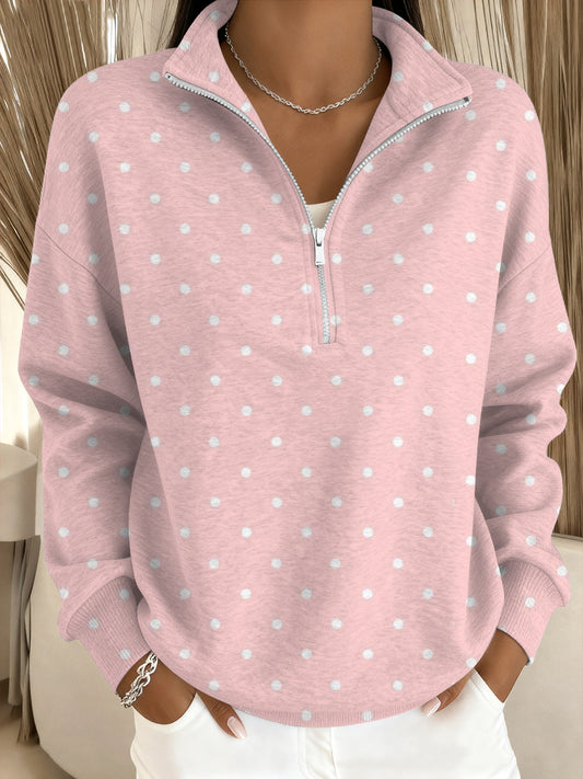 Dámské krásné růžové polka dot stojangolier mikina