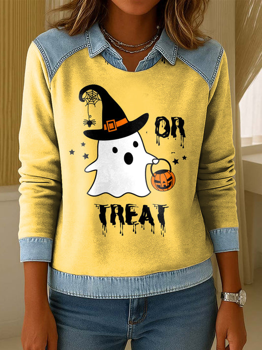 Ženské halloween zábava duch umění klopa pulóver