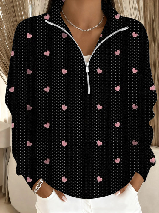Dámské sweatshirt sweet polka dot heart standcollar