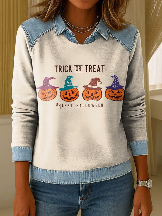 Ženské halloween zábava dýně umění klopa pulóver