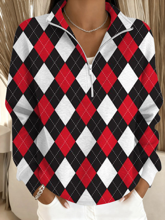 Dámské odvážné červené argyle tričko