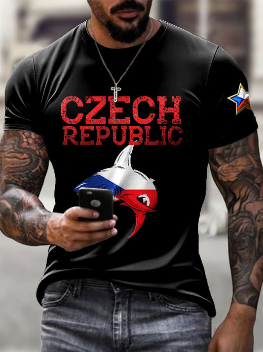 Pánské retro vlajka žralok umění příležitostné tričko