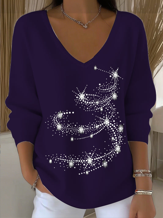 Ženské blikající hvězdný vzor vkrk svetr