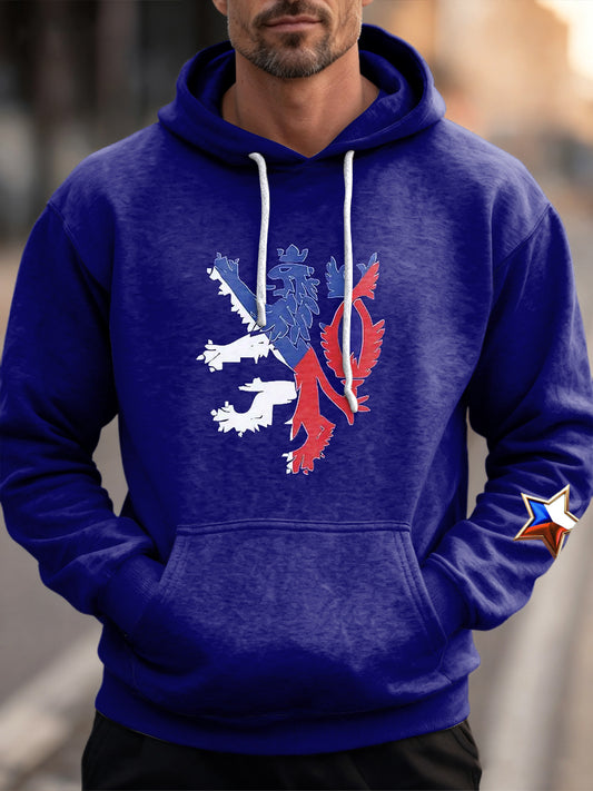 Pánské vintage vlajka lion emblem casual hoodie