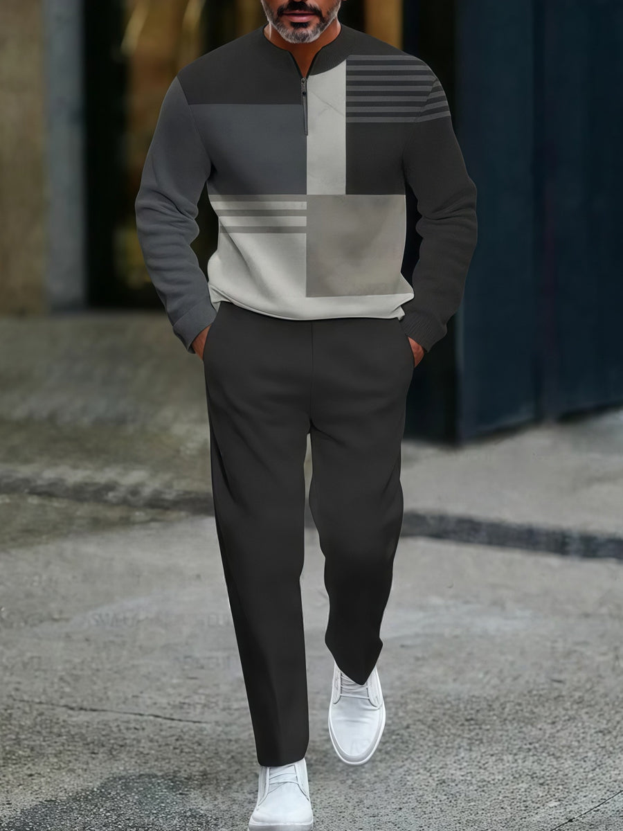 Pánské vintage minimalistický obchodní příležitostné polo kalhoty oblek