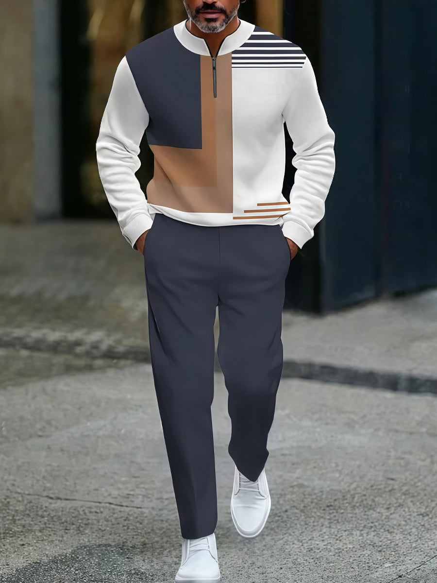 Pánské vintage minimalistický obchodní příležitostné polo kalhoty oblek