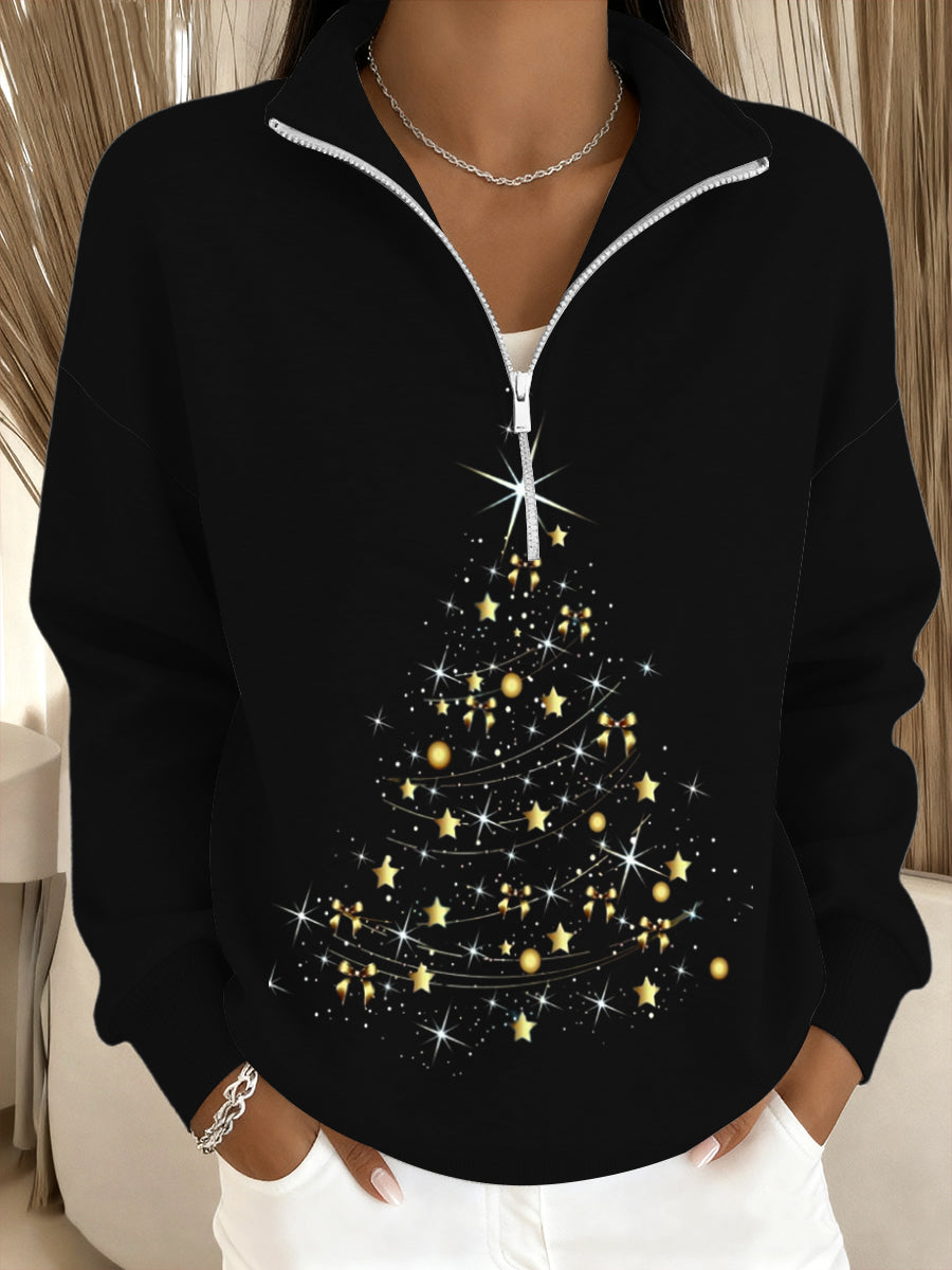 Dámské lesklé zlaté vánoční stromeček stojangolier mikina