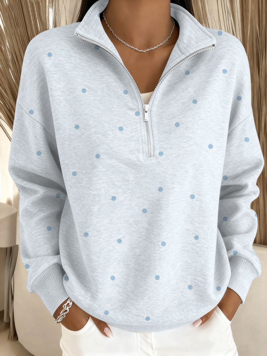 Dámské roztomilé modré dot stojangolier mikina