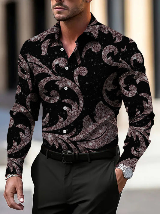 Pánské elegantní floral scroll košile