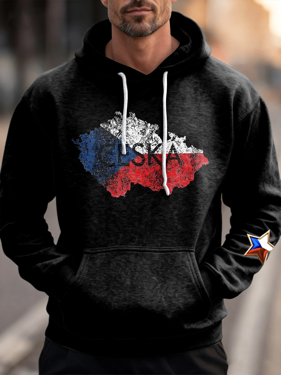 Pánské vintage vlajka mapa příležitostná mikina