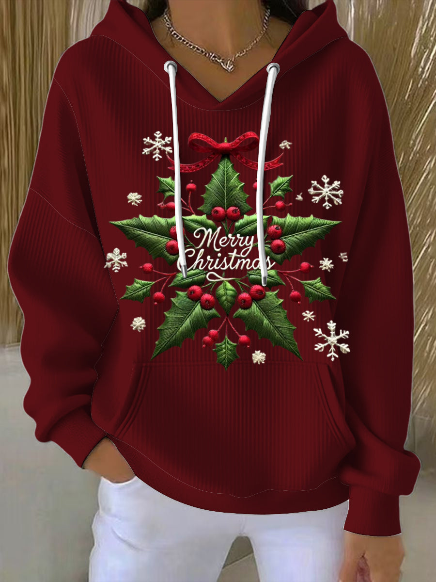 Women's festive holly merry christmas hoodie