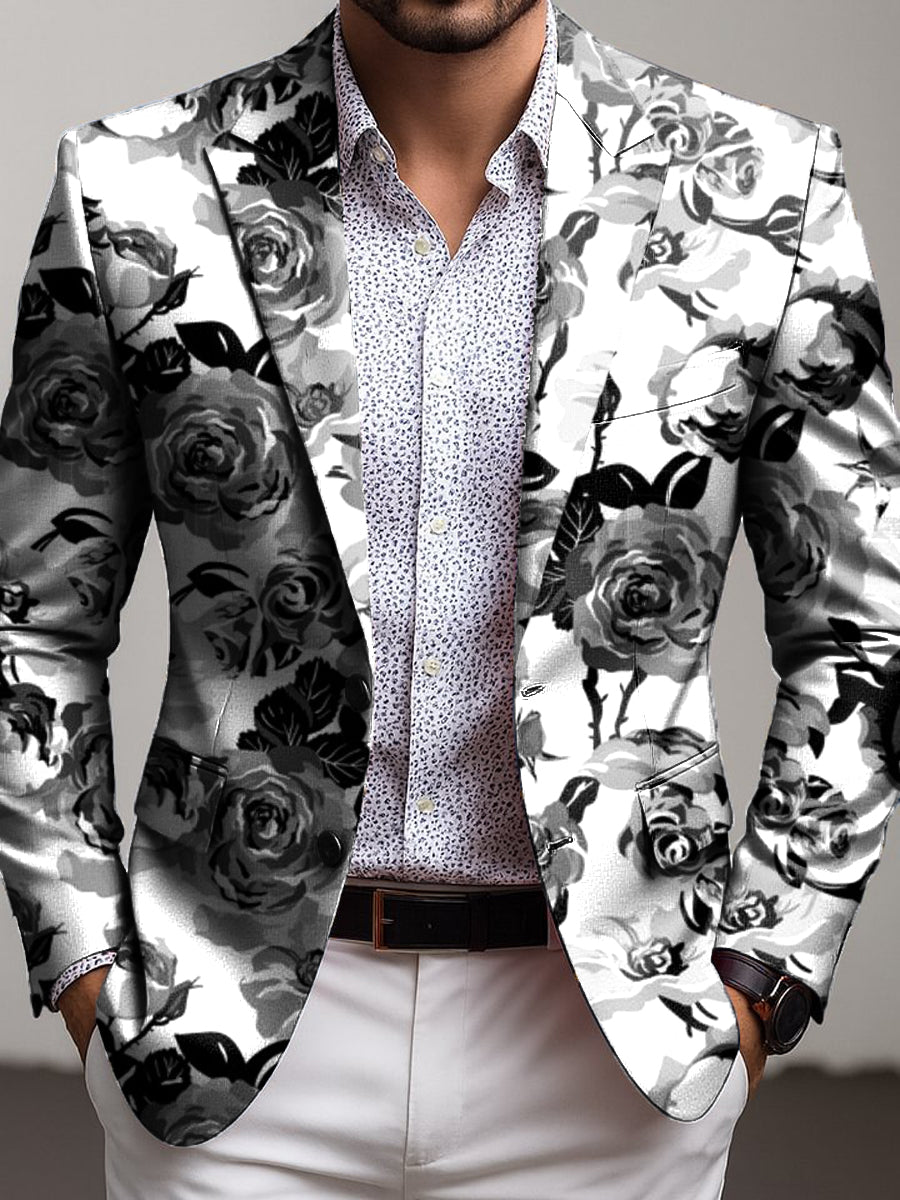 Pánské vintage abstraktní růžové podnikatelské oblečení bunda