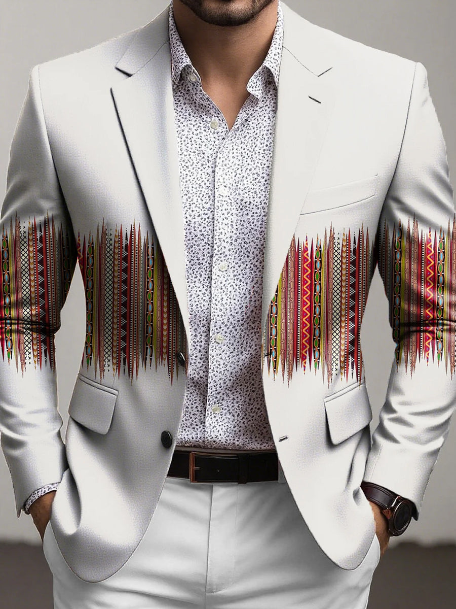 Pánské vintage etnické pruhované casual business blazer