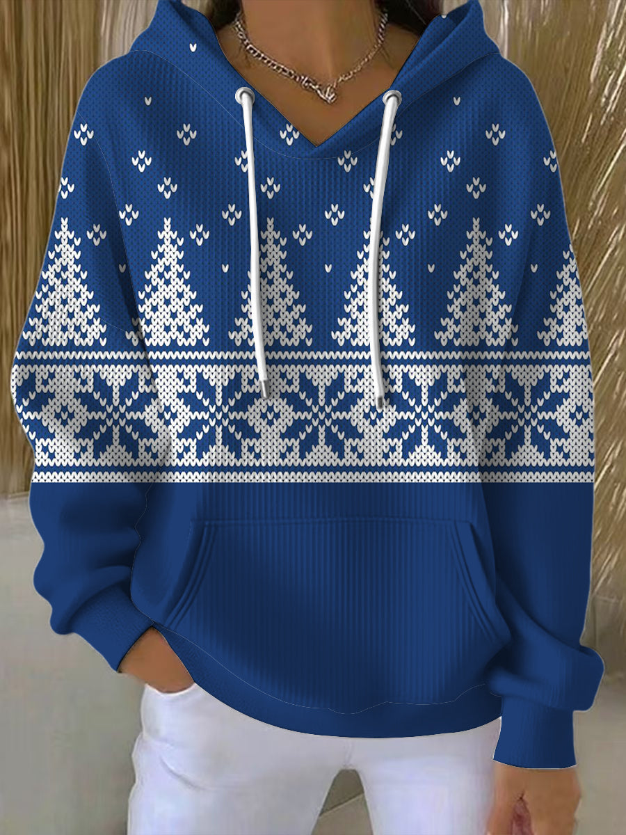 Dámské klasické modré vánoční stromeček mikina