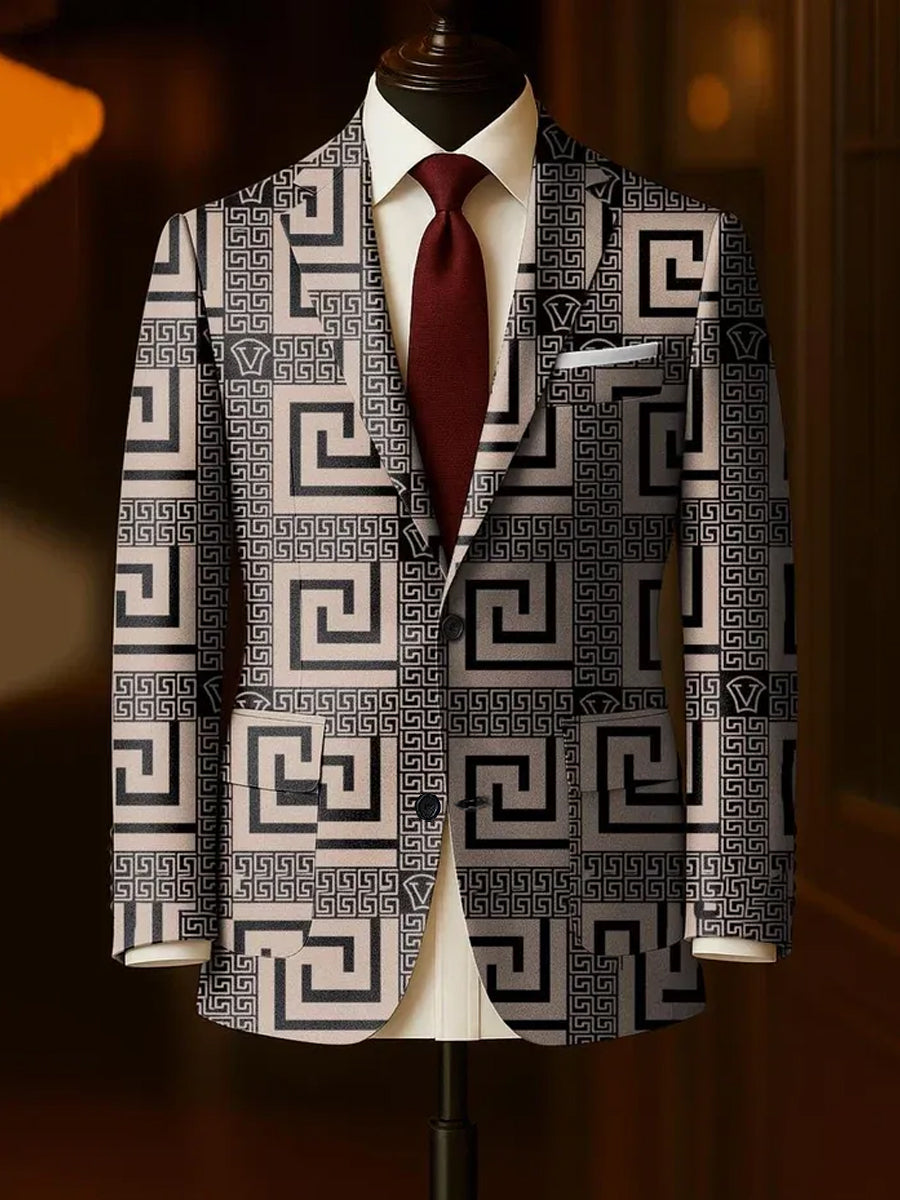 Pánské klasický geometrický vzor business casual suit bunda