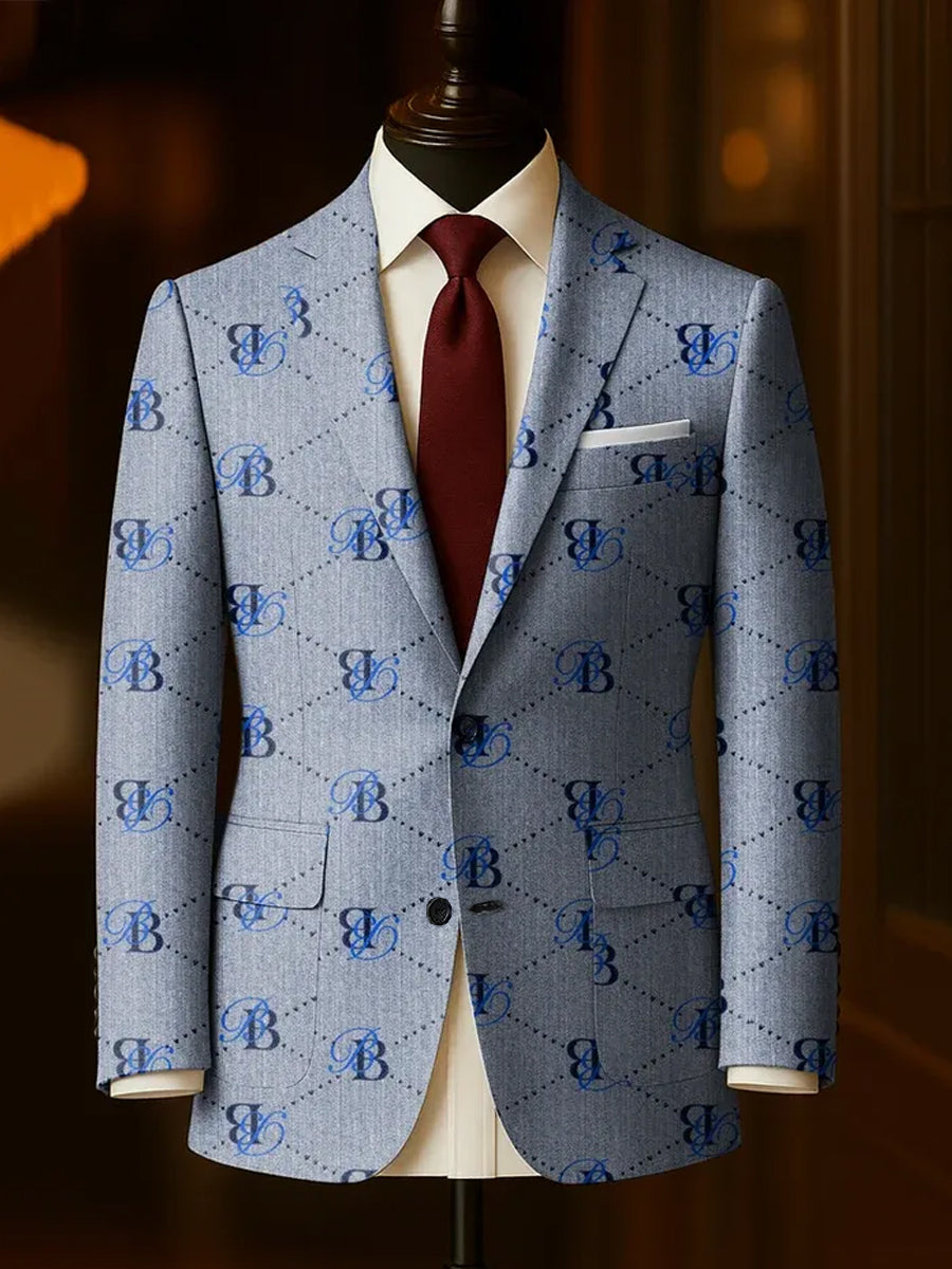 Pánské vintage geometrický dopis business casual blazer