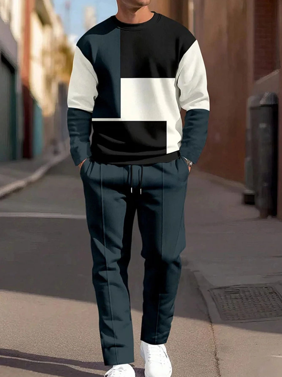 Pánské vintage minimalistická móda příležitostné kalhoty dvoudílná sada