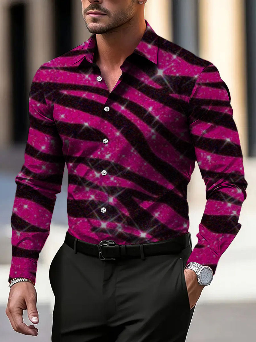 Pánské eyecatching glitter pink zebra print šaty košile