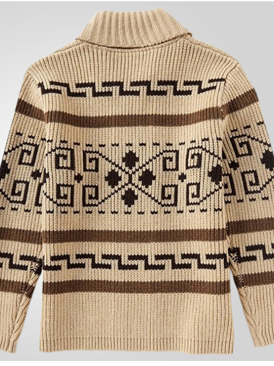 Pánské vintage klasický etnický golier pletené bundy