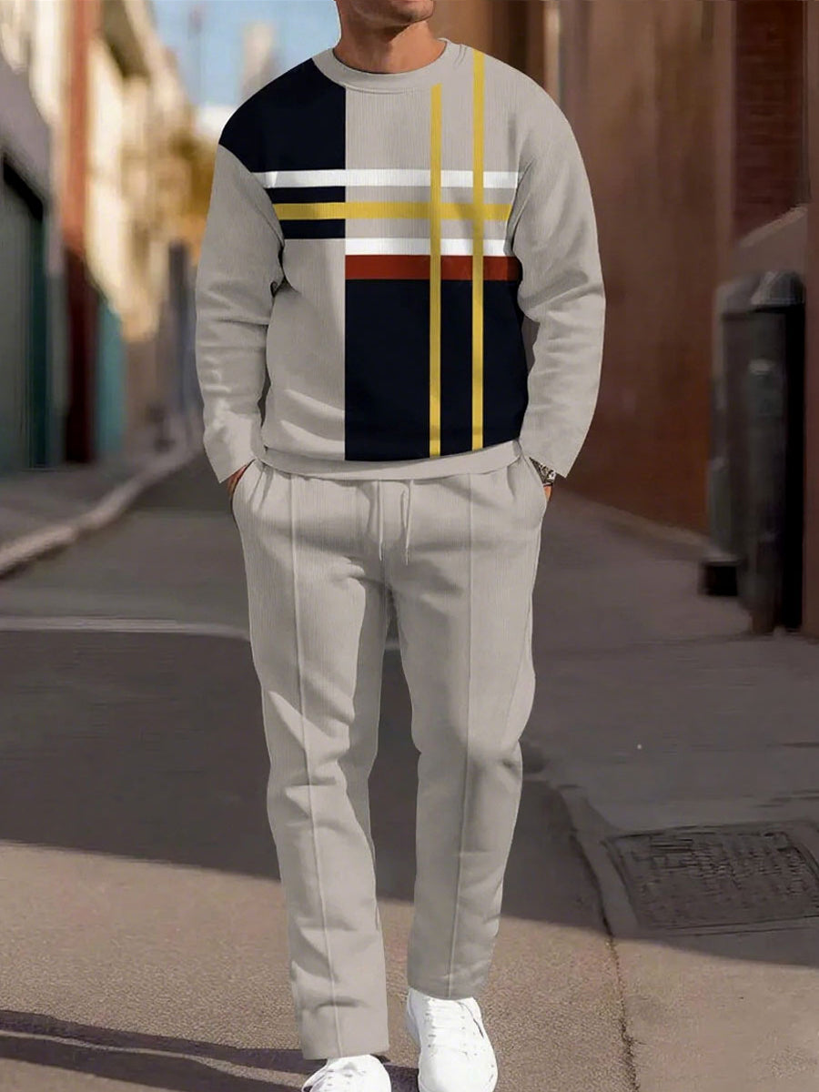 Pánské vintage minimalistická móda příležitostné kalhoty dvoudílná sada