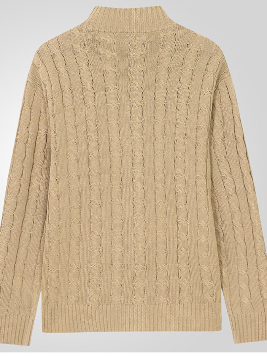 Pánské vintage kabelpletené stojany golier kardigan