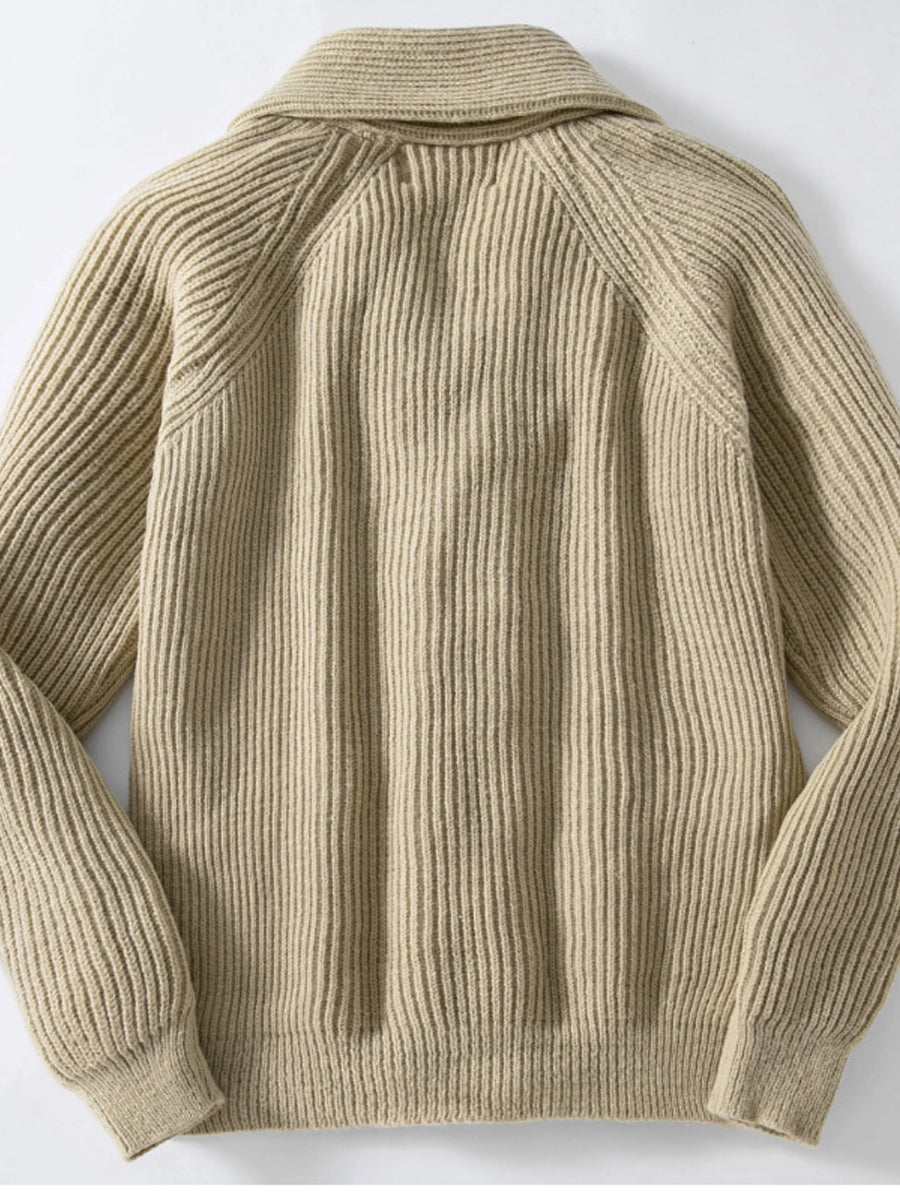 Pánské vintage jednofarebné obojky s dlouhými rukávy pletené vesty