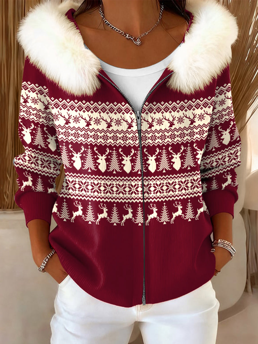 Dámské vánoční veletrh isle geometrický kabát s kapucinou vlny