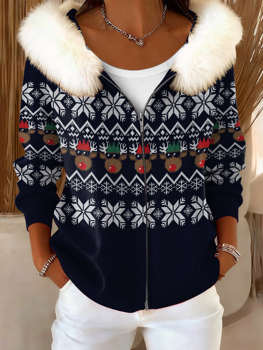 Ženy vánoční veletrh ostrov sob s kožešinou s kapucinou