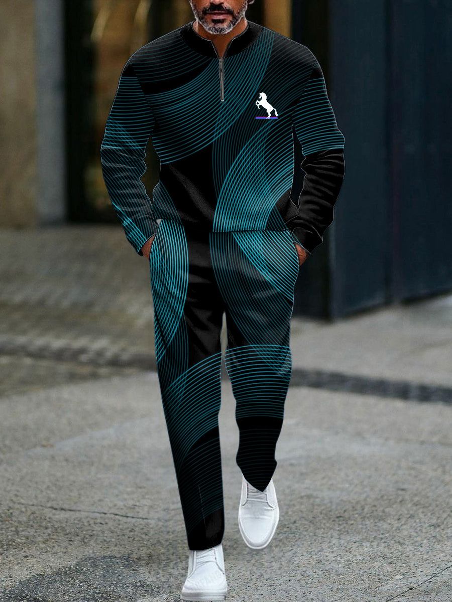 Pánské minimalistický vintage styl texturované business casual polo set