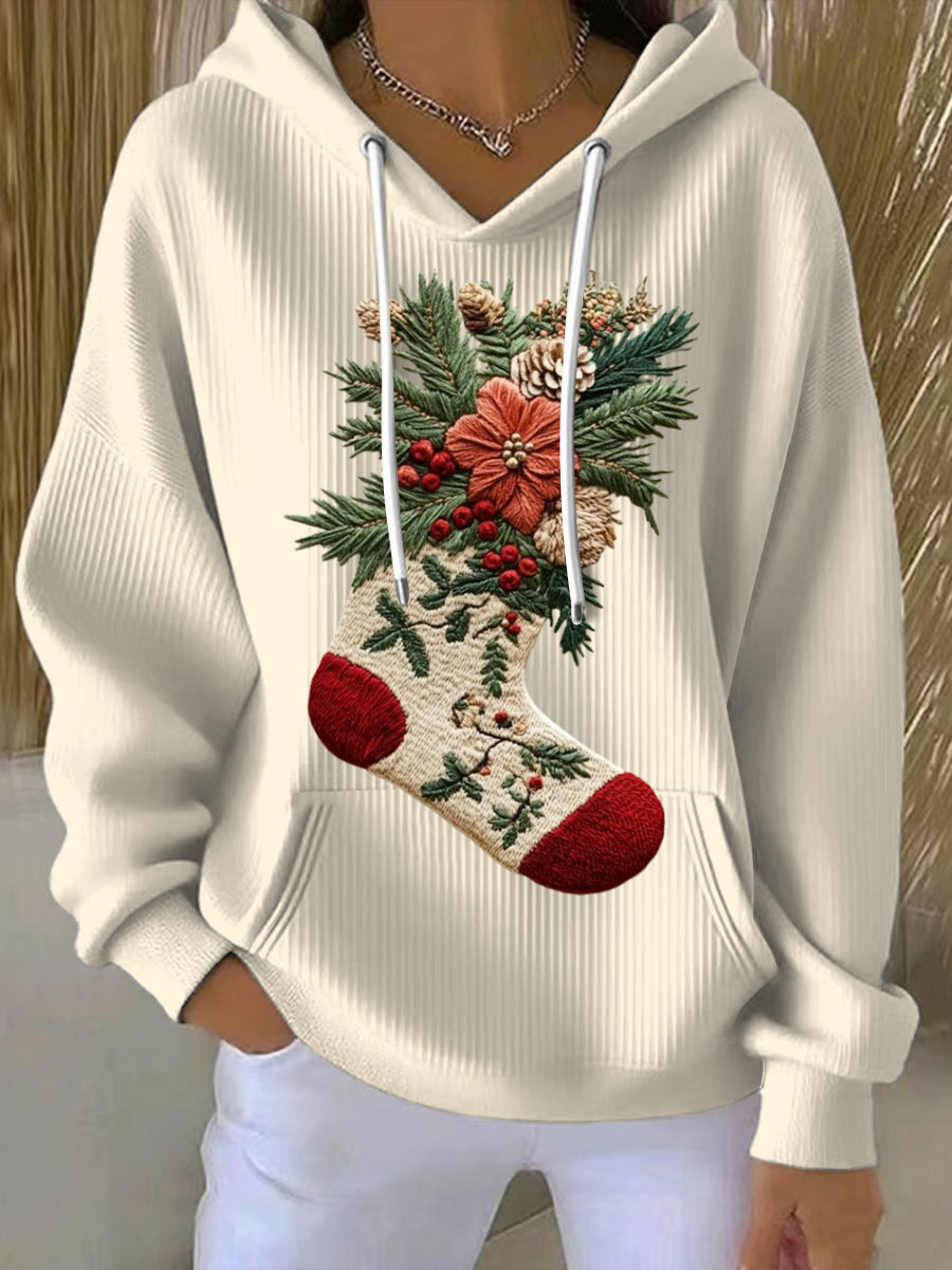 Dámské klasické bílé vánoční panáky tisk mikina