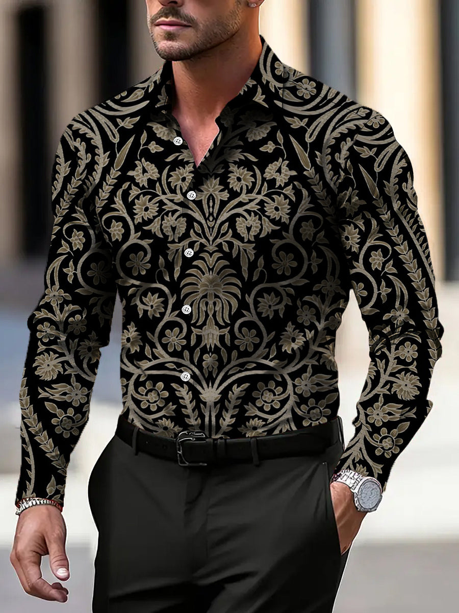 Pánské luxusní černé květinové šaty tričko