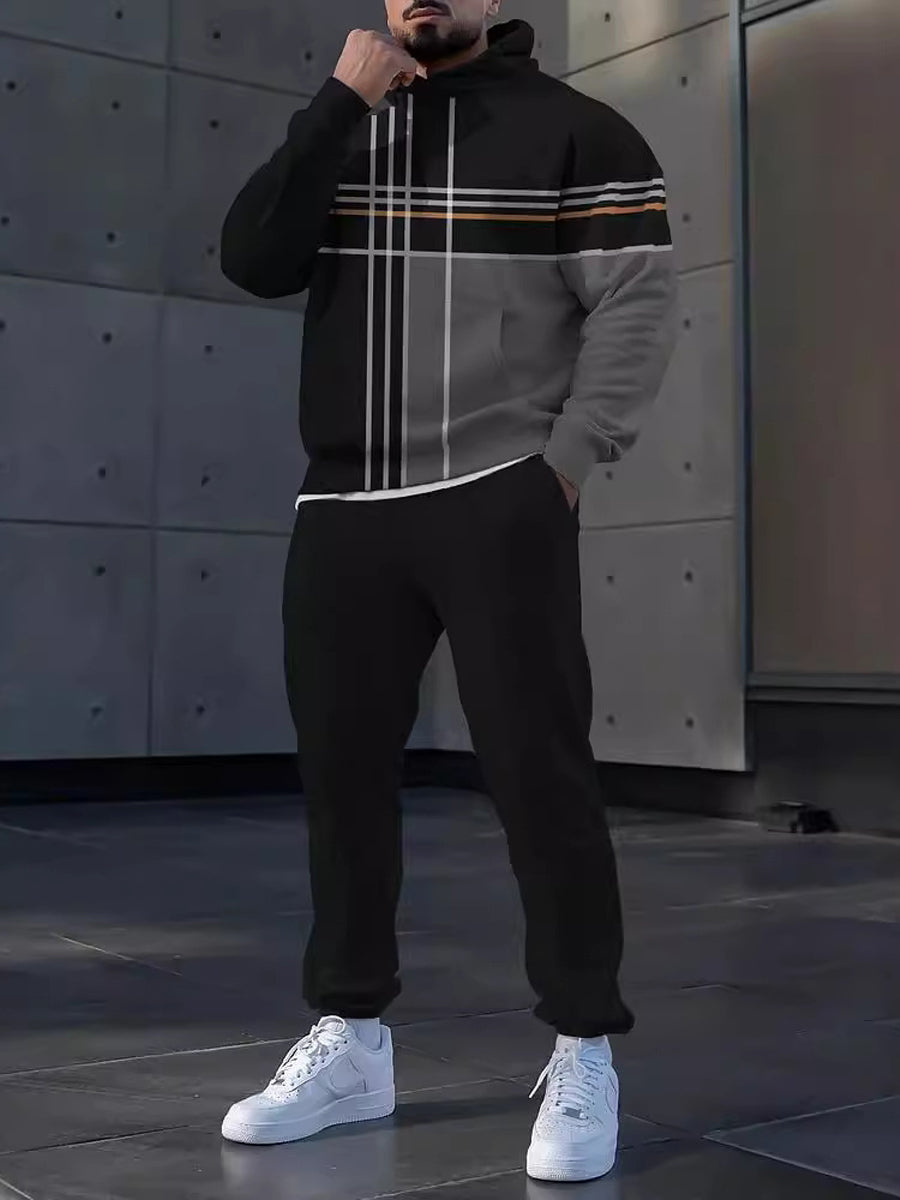 Pánské minimalistický vintage casual hooded sweatshirt set