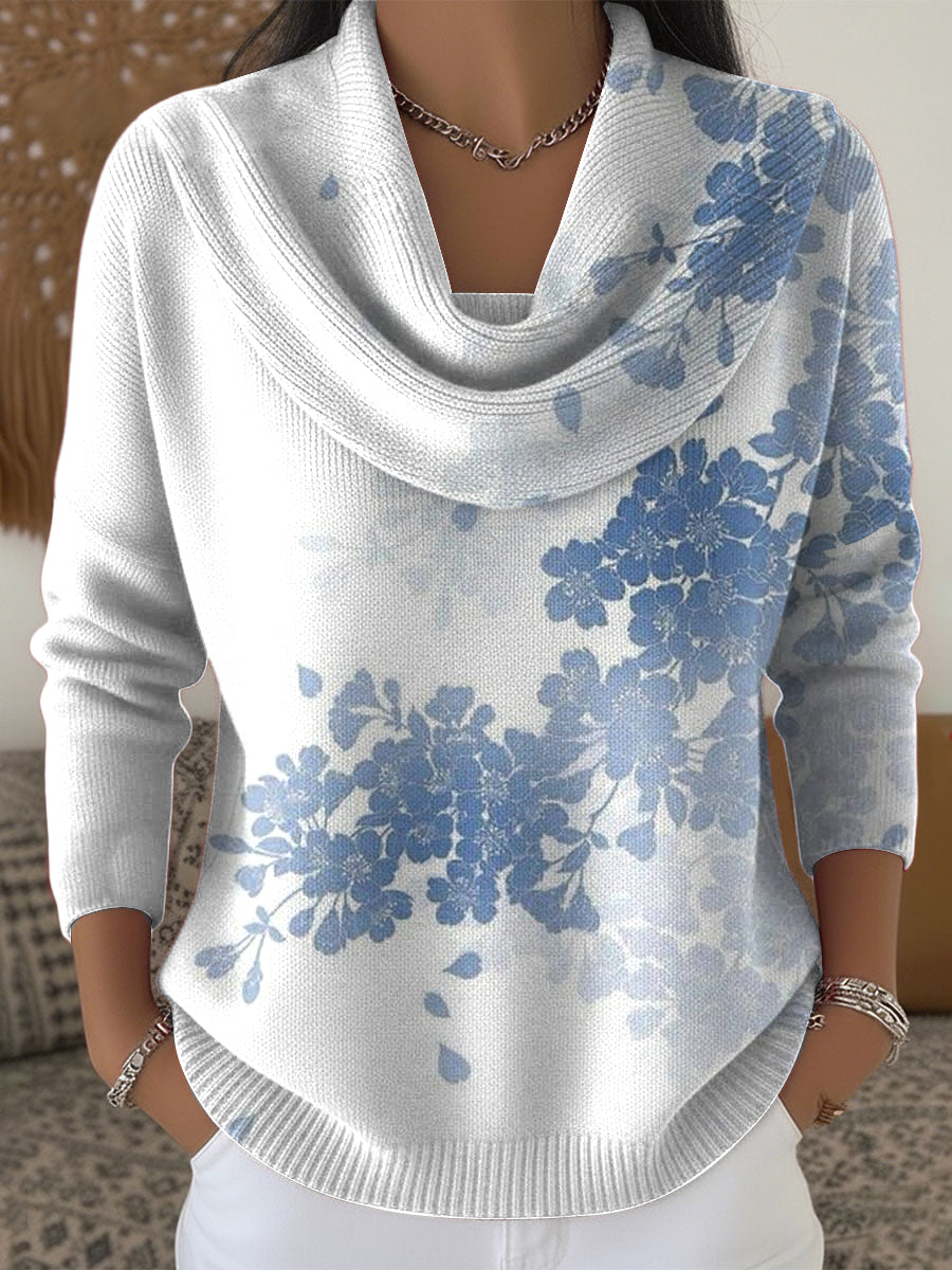 Ženské vintage květinové umění vyškrábané golier blúzka